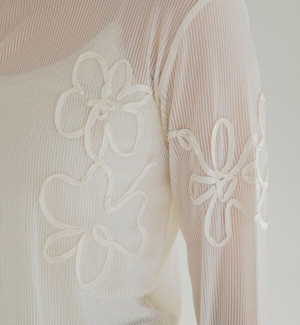  「フラワーコード刺繍シアーTOPS」|Tシャツ・カットソー|