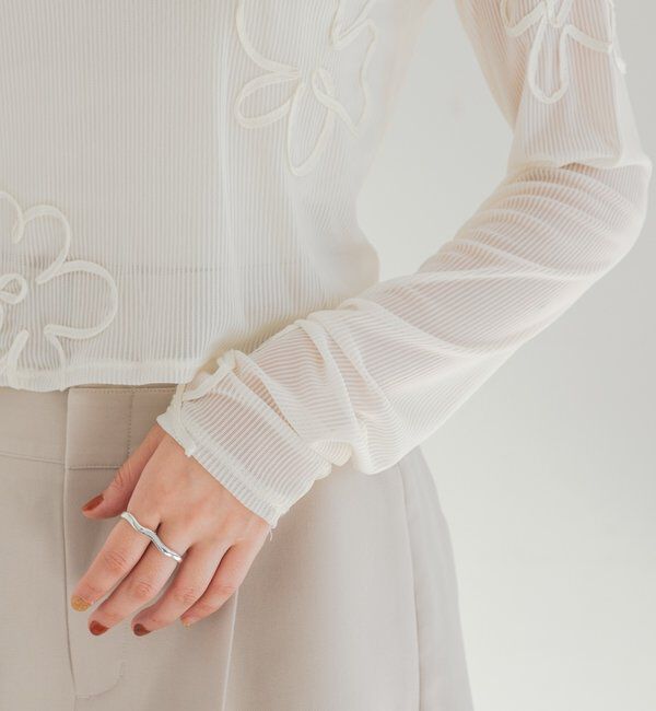  「フラワーコード刺繍シアーTOPS」|Tシャツ・カットソー|