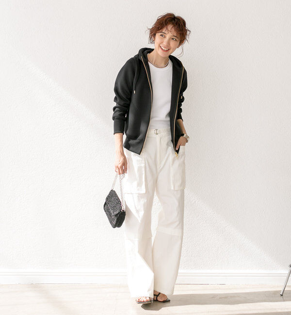  「【WEB限定/キレイめ上品】スポンジダンボールZIPパーカーカットソー」|パーカー|