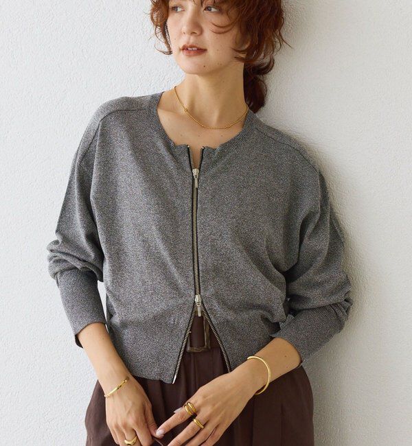  「【大人のこなれ感】ZIPニットカーディガン」|カーディガン|ブラック