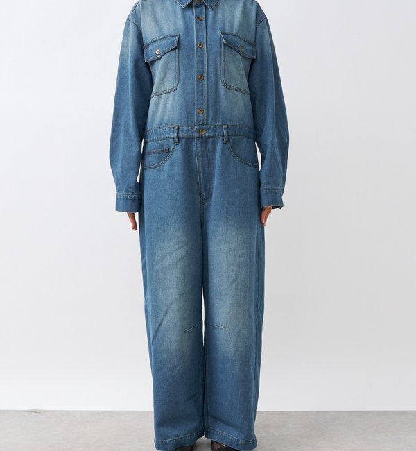  「【一枚で決まる】デニムジャンプスーツ」|ワンピース|