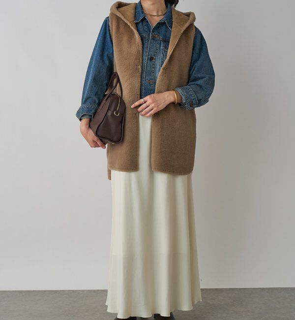  「【シーズンムード高まる】エコファーフードジレ」|ベスト・ジレ|