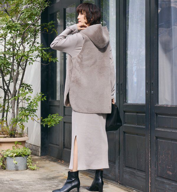  「【シーズンムード高まる】エコファーフードジレ」|ベスト・ジレ|