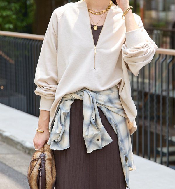  「予約【新色追加/抜け感◎】ハーフZIPスウェット」|Tシャツ・カットソー|