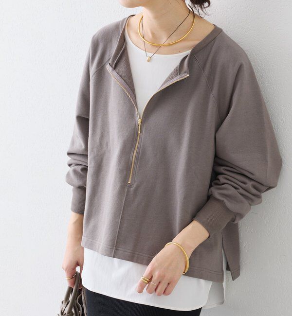  「予約【新色追加/抜け感◎】ハーフZIPスウェット」|Tシャツ・カットソー|モカ