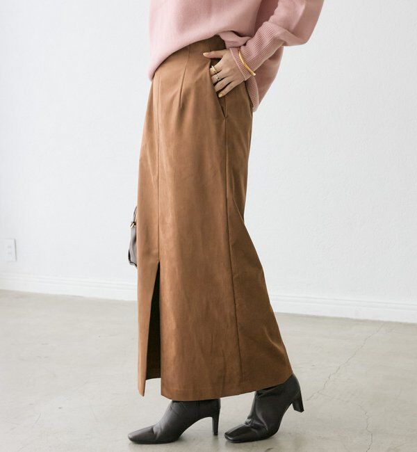  「【すっきり見えが叶う】ブラッシュドクロスIラインスカート」|スカート|