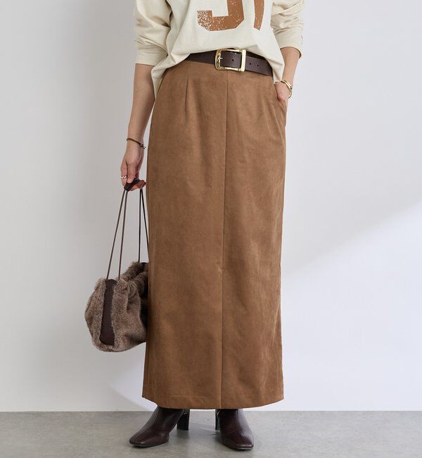  「【すっきり見えが叶う】ブラッシュドクロスIラインスカート」|スカート|