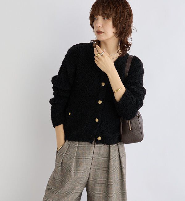  「【オンオフ使える】ウールボアニットジャケット」|カーディガン|