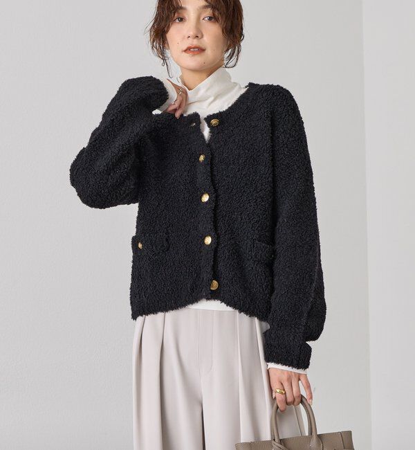  「【オンオフ使える】ウールボアニットジャケット」|カーディガン|