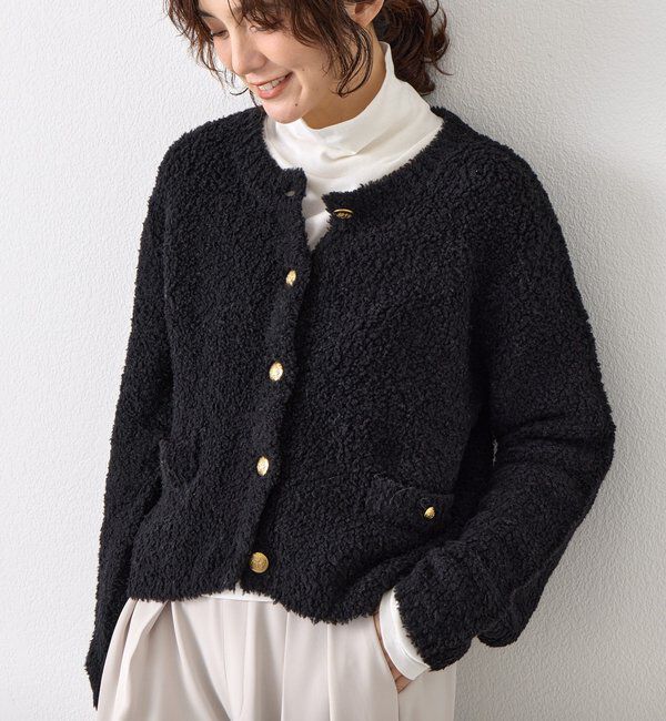  「【オンオフ使える】ウールボアニットジャケット」|カーディガン|