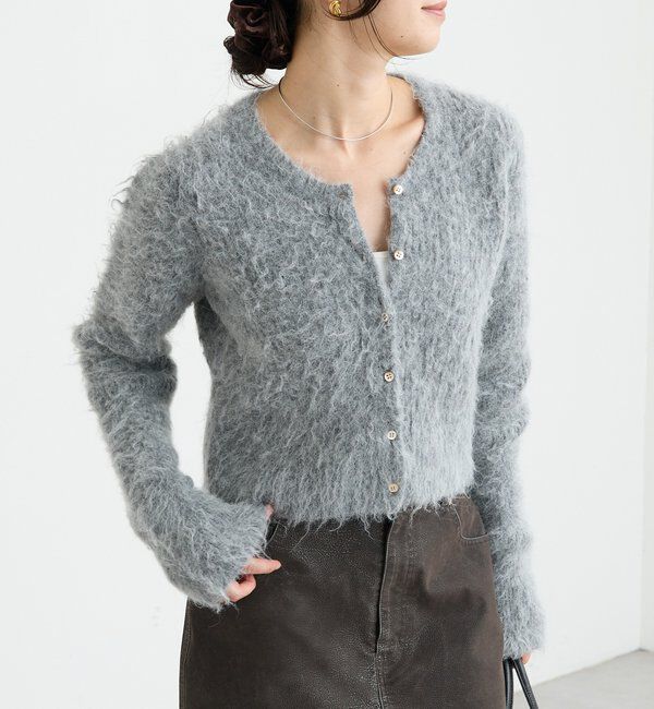  「【ふんわり柔らか】ヘアリーショートカーディガン」|カーディガン|