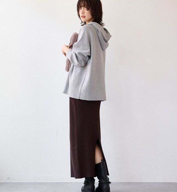  「【ロングシーズン活躍】スエットライクフーディニット」|ニット・セーター|