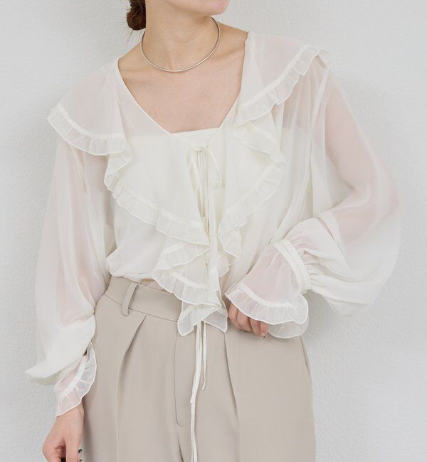  「シアーフリルブラウス」|シャツ・ブラウス|アイボリー
