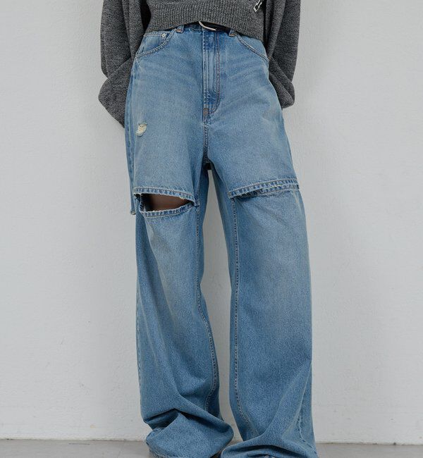  「【PEAS】スラッシュデニムパンツ」|デニム|