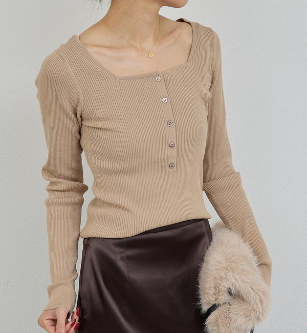  「スクエアヘンリーネックニット」|ニット・セーター|