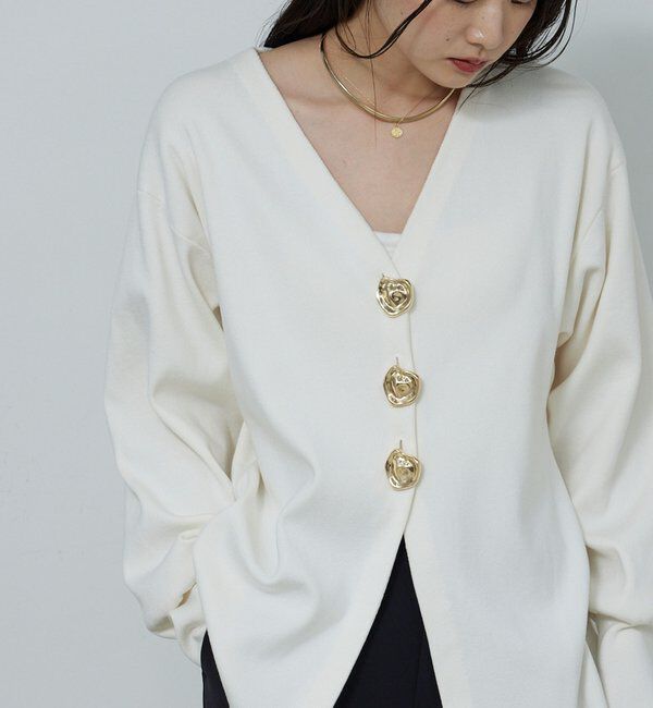  「ビジューVネックカーディガン」|ニット・セーター|