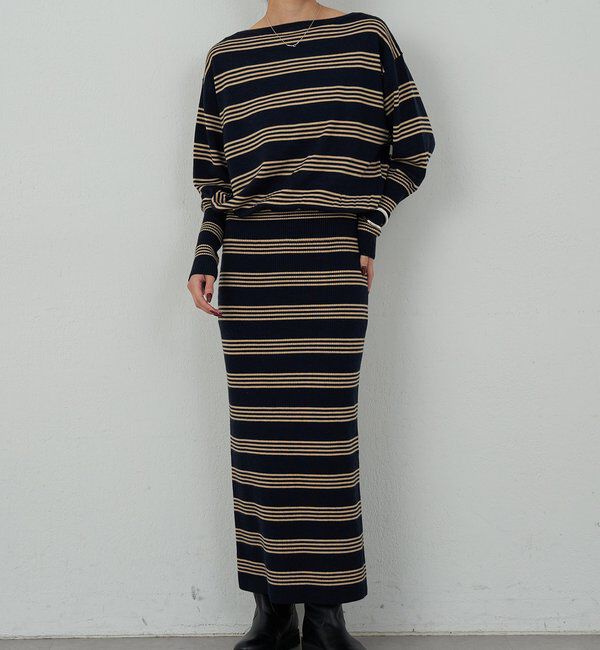  「【手洗い可】【HERITANOVUM】ボーダーニットワンピース」|ワンピース|