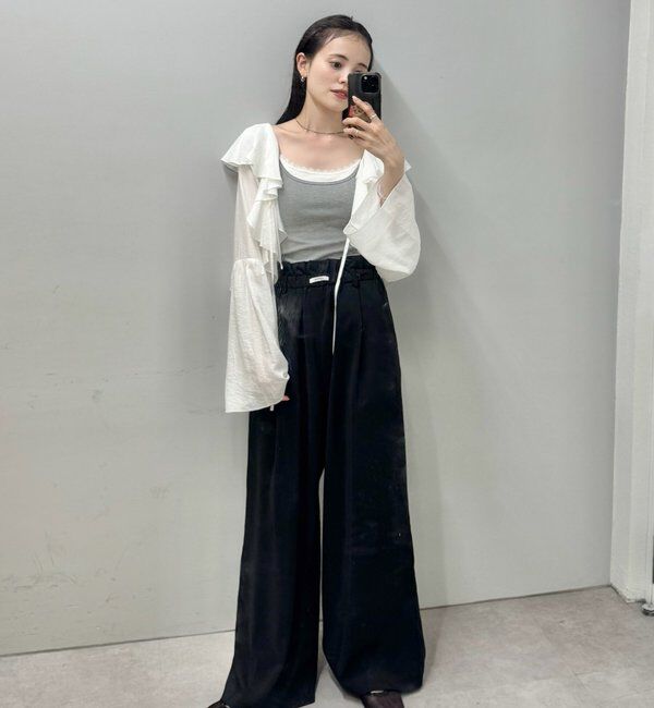  「【オールシーズン対応/WEB限定アイボリー】フリルイージーパンツ」|チノ|