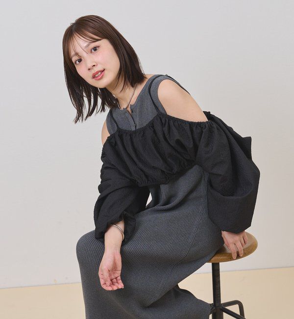  「【@sktnnm企画】ホイップブラウスセットワンピース」|ワンピース|チャコールグレー