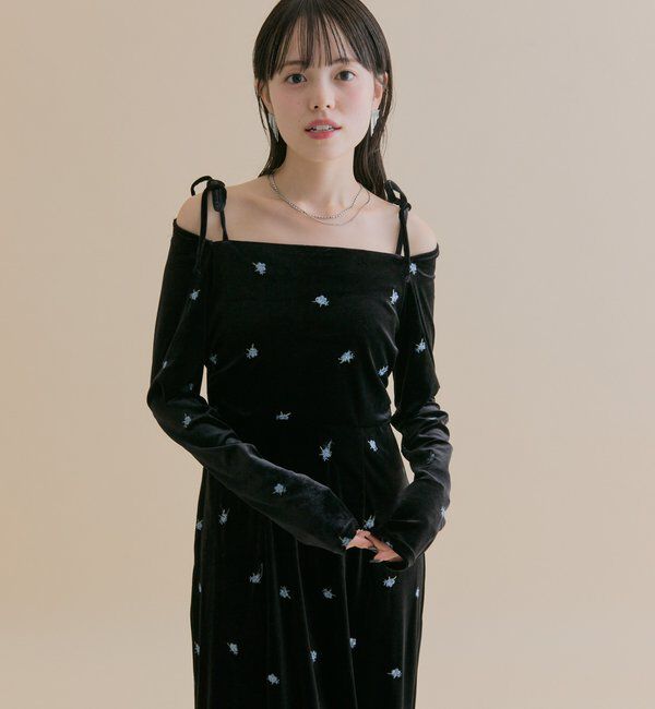  「[森川企画]花柄ベロアワンピース」|ワンピース|