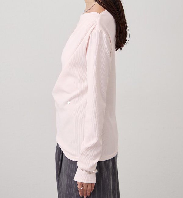  「チャーム付きオフショルリブロングTシャツ」|Tシャツ・カットソー|