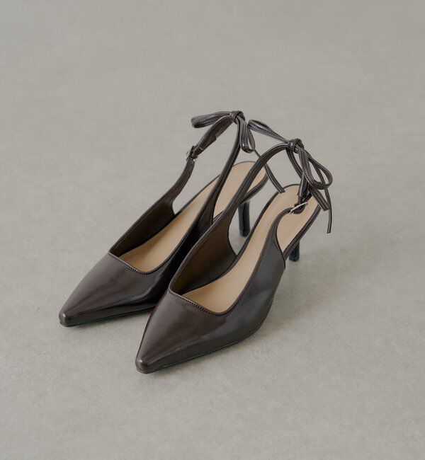  「バックリボンミュール」|パンプス|ブラウン