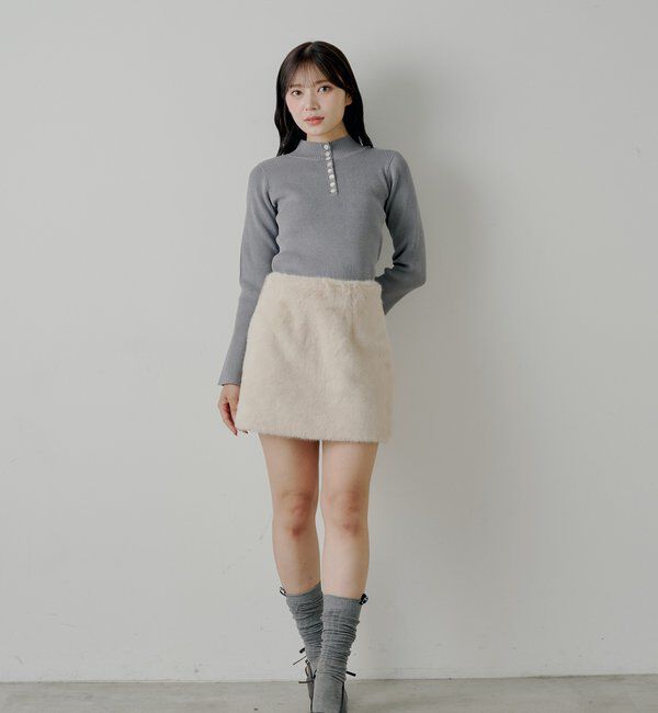  「【SALON by Chico】袖フレアランダムリブボタンニット」|ニット・セーター|