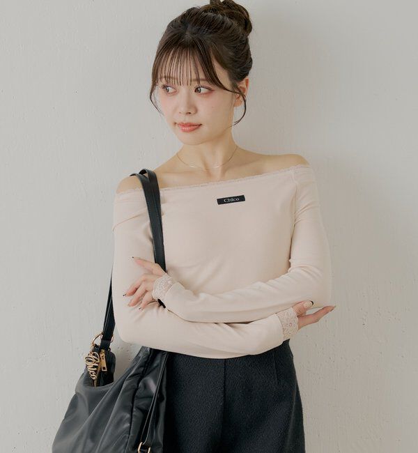  「カップ付きレースコンパクトトップス」|Tシャツ・カットソー|