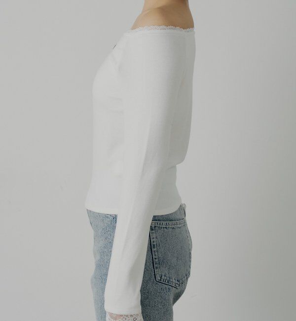  「カップ付きレースコンパクトトップス」|Tシャツ・カットソー|