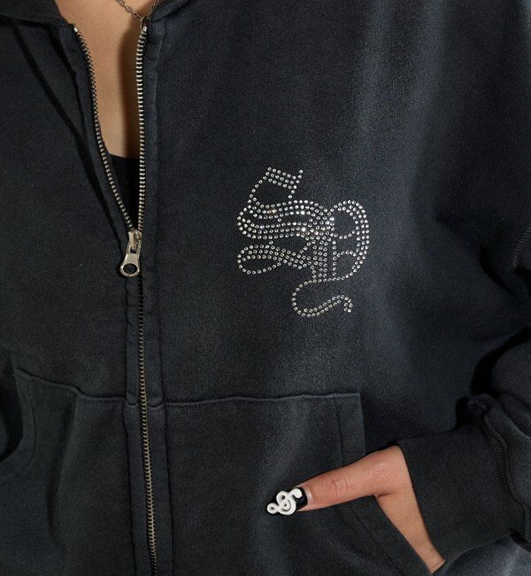  「【SLOPPY】RHINESTONE ZIP HOODIE」|パーカー|