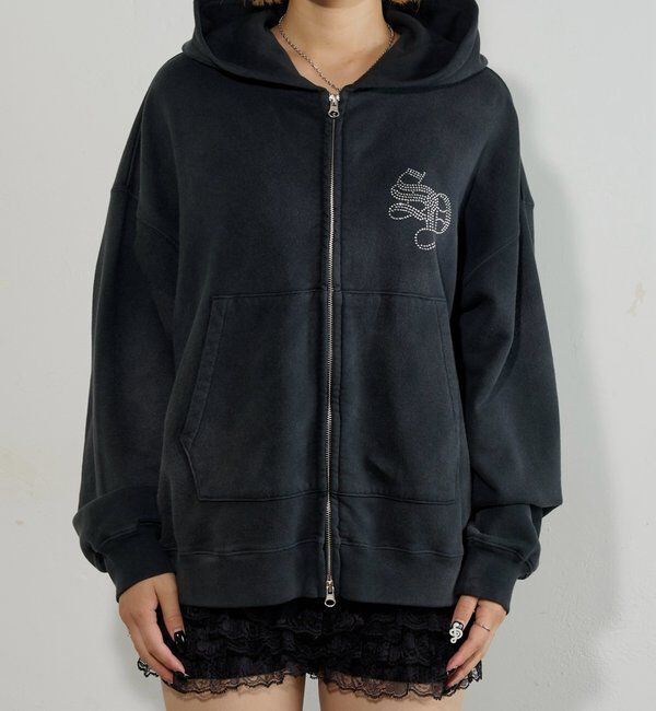  「【SLOPPY】RHINESTONE ZIP HOODIE」|パーカー|