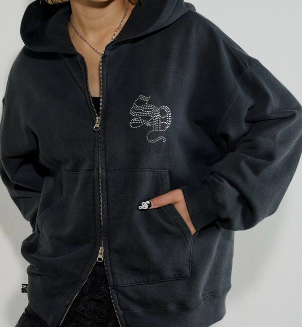  「【SLOPPY】RHINESTONE ZIP HOODIE」|パーカー|