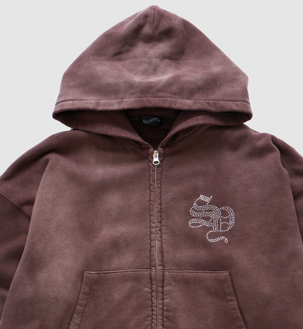  「【SLOPPY】RHINESTONE ZIP HOODIE」|パーカー|