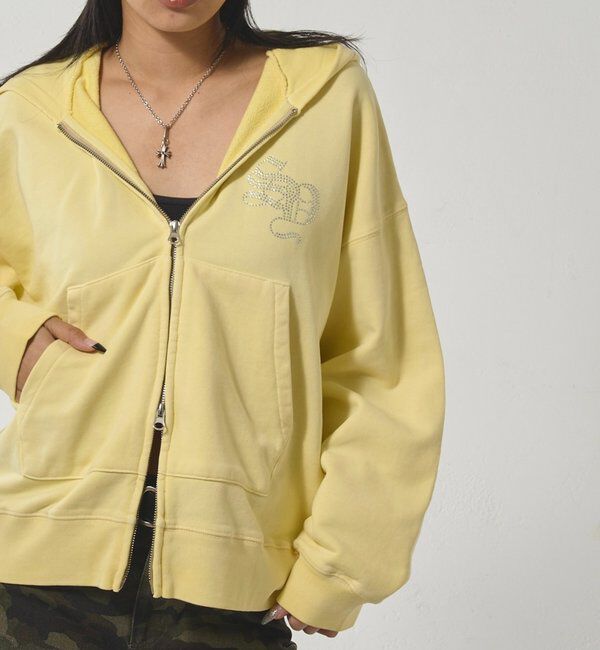  「【SLOPPY】RHINESTONE ZIP HOODIE」|パーカー|