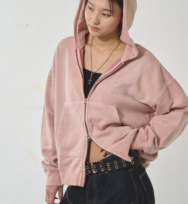  「【SLOPPY】RHINESTONE ZIP HOODIE」|パーカー|