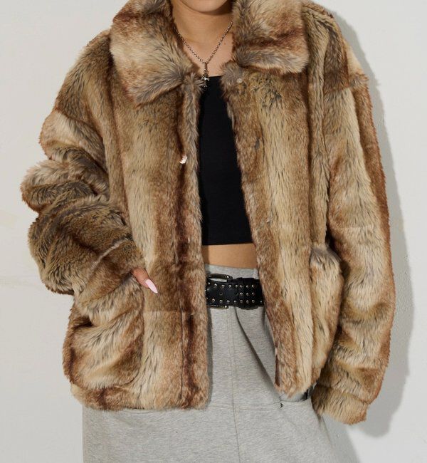  「【2サイズ展開】FAUX JACKET/ファージャケット」|その他|ブラウン