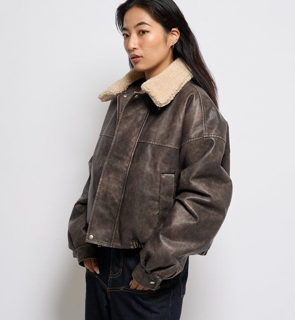  「3-WAY VINTAGE-LIKE LEATHER BOA BLOUSON」|ブルゾン・スタジャン|