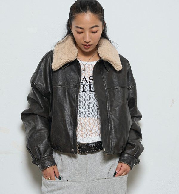  「3-WAY VINTAGE-LIKE LEATHER BOA BLOUSON」|ブルゾン・スタジャン|