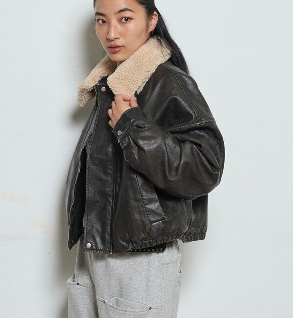  「3-WAY VINTAGE-LIKE LEATHER BOA BLOUSON」|ブルゾン・スタジャン|