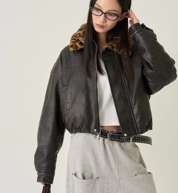  「3-WAY VINTAGE-LIKE LEATHER BOA BLOUSON」|ブルゾン・スタジャン|