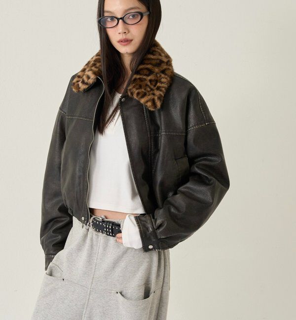  「3-WAY VINTAGE-LIKE LEATHER BOA BLOUSON」|ブルゾン・スタジャン|