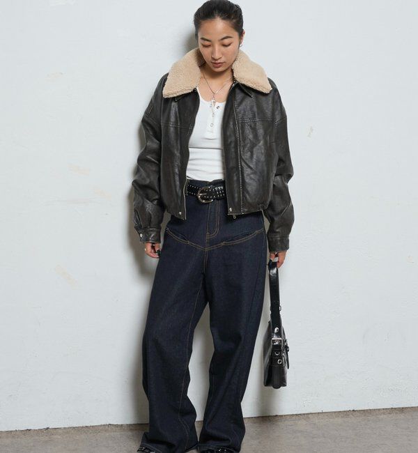  「3-WAY VINTAGE-LIKE LEATHER BOA BLOUSON」|ブルゾン・スタジャン|