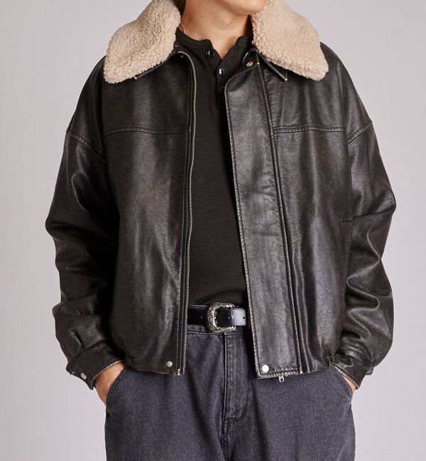  「3-WAY VINTAGE-LIKE LEATHER BOA BLOUSON」|ブルゾン・スタジャン|