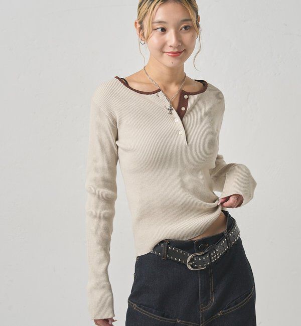  「RINGER HENLEY NECK KNIT」|ニット・セーター|
