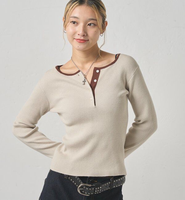  「RINGER HENLEY NECK KNIT」|ニット・セーター|