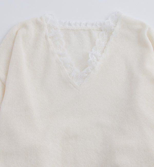  「レースVネックニット」|ニット・セーター|