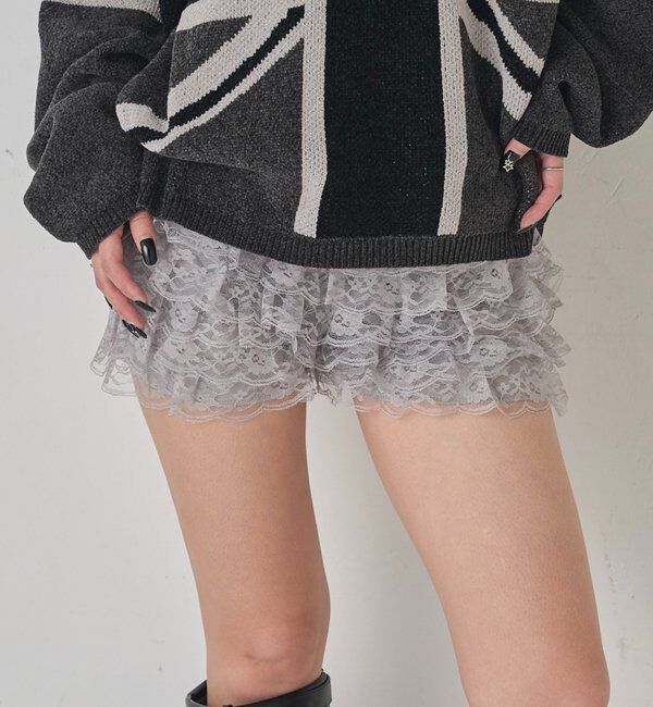  「LACE SHORTS/レースショートパンツ」|チノ|グレー