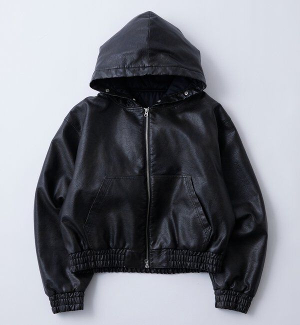  「【2way/ファー取り外し可能】ヴィンテージライクレザーファーフードブルゾン」|ブルゾン・スタジャン|