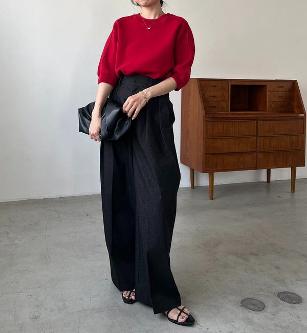  「スウェットライク半袖ニット」|ニット・セーター|