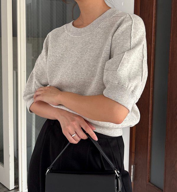  「スウェットライク半袖ニット」|ニット・セーター|